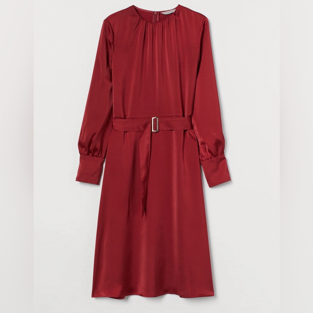 H&M Belted Red Dress Size XS